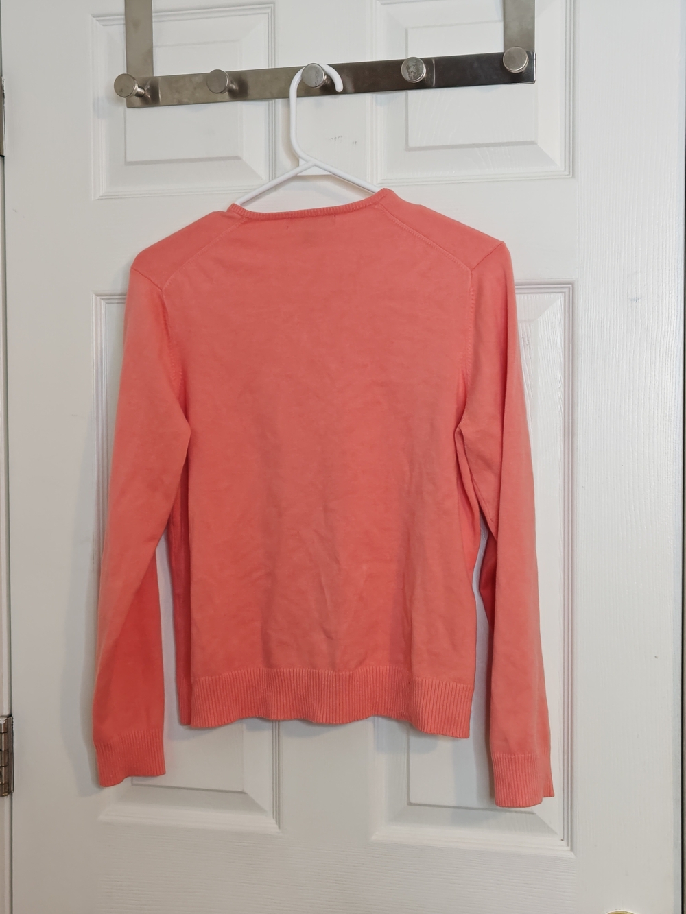 Land's End Crew Neck Long Sleeve Coral Cotton Cardigan/Button Up Sweater Size S - Picture 3 of 11